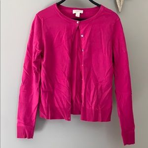 Loft Pink Crew-Neck Cardigan